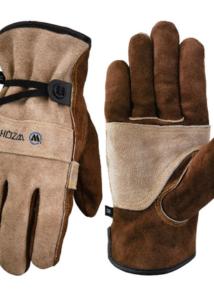 WZQH Leather Work Gloves for Men or Women.Gardening,Welding,Coffee-grey L | Glove for Tig, Mig, Construction, Chainsaw, Farm, Ranch, etc. Cowhide, Soft Lining, Utility, Firm Grip, Durable.Large