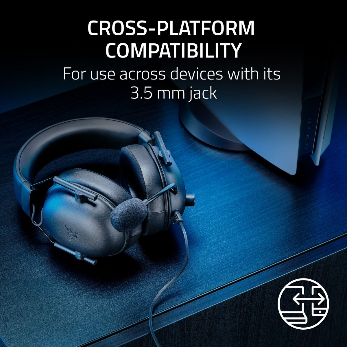 Razer BlackShark V2 X PlayStation Gaming Headset: 50mm Drivers - Cardioid Mic - Lightweight - Comfortable, Noise Isolating Earcups - for PS5, Xbox Series X, PC, Switch via 3.5 mm Audio Jack - Black