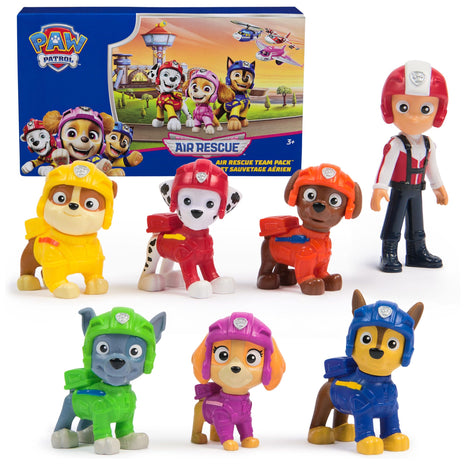 Paw Patrol Air Rescue Toy Figures Gift Pack with 7 Collectibles | 7 Collectible Action Figures, Aviation Flight Uniforms, 2-Inch Tall Pups & 3.5-Inch Ryder, Kids Toys for Boys & Girls Ages 3+