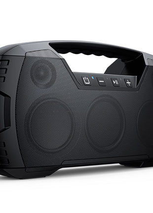 Outdoor Bluetooth Speaker, IPX7 Waterproof, 90W Peak, 32H, Black | Floating design, deep bass, TWS stereo, portable handle, rugged build for pool days, beach trips, kayaking, and hiking