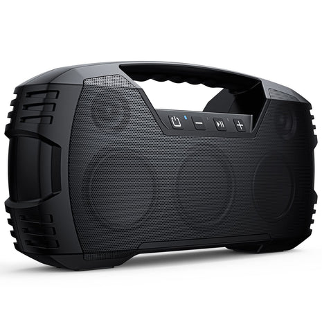 Outdoor Bluetooth Speaker, IPX7 Waterproof, 90W Peak, 32H, Black | Floating design, deep bass, TWS stereo, portable handle, rugged build for pool days, beach trips, kayaking, and hiking