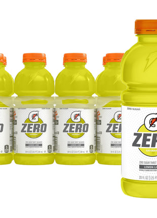 Gatorade Zero Sugar Thirst Quencher Sports Drinks, Lemon-Lime, 20 Ounce Bottles (Pack of 8)