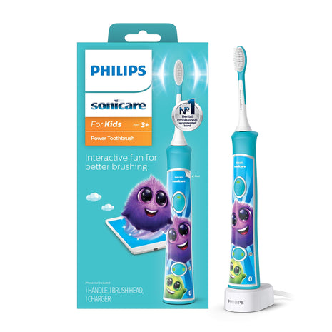 Philips Sonicare for Kids 3+ Bluetooth Connected Rechargeable Electric Power Toothbrush, Interactive for Better Brushing, Turquoise, HX6321/02 | 2 Intensities, App Connected, 2-Minute Guided Timer, Includes Brush Head, Turquoise, HX6321/02