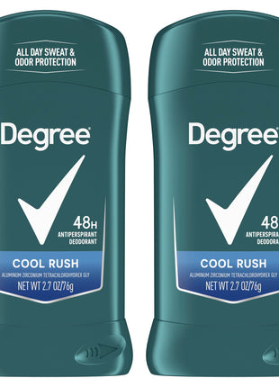 Degree Men Original Antiperspirant Deodorant Cool Rush Twin Pack 48-Hour Sweat & Odor Protection Antiperspirant For Men 2.7 oz