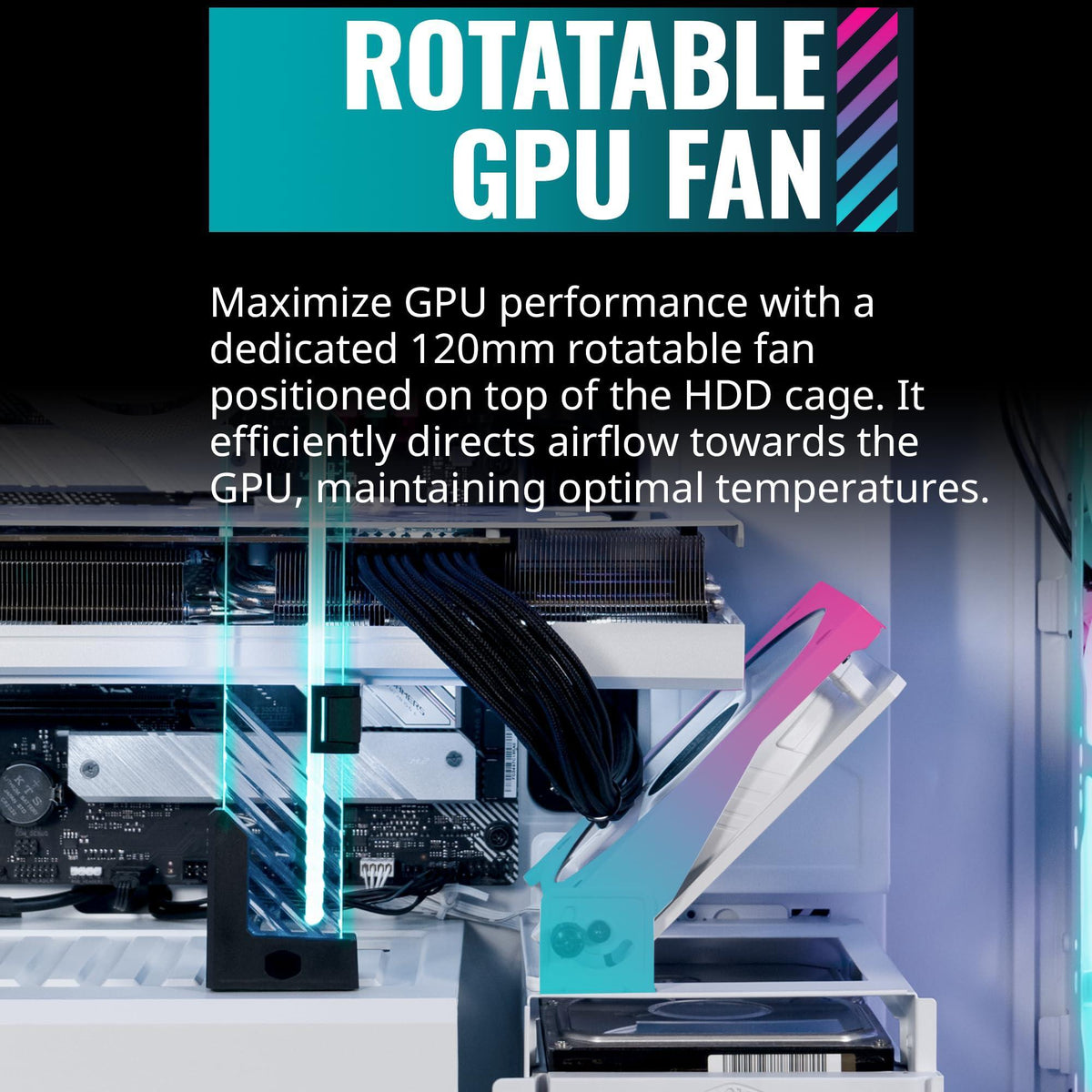 Cooler Master HAF 500 White High Airflow ATX Mid-Tower, Mesh Front Panel, Dual 200mm Customizable ARG Lighting Fans, Rotatable GPU Fan, USB 3.2 Gen 2 Type C and Tempered Glass (H500-WGNN-S00)