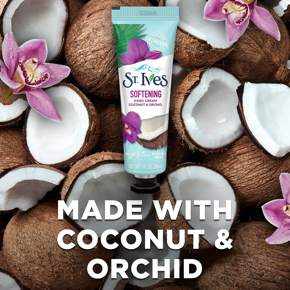 St. Ives Softening Coconut & Orchid Hand Cream | Made With 100% Natural Moisturizers For Soft & Glowing Hands | Travel Size, Paraben Free, Dermatologist Tested | (Imported) 30ml