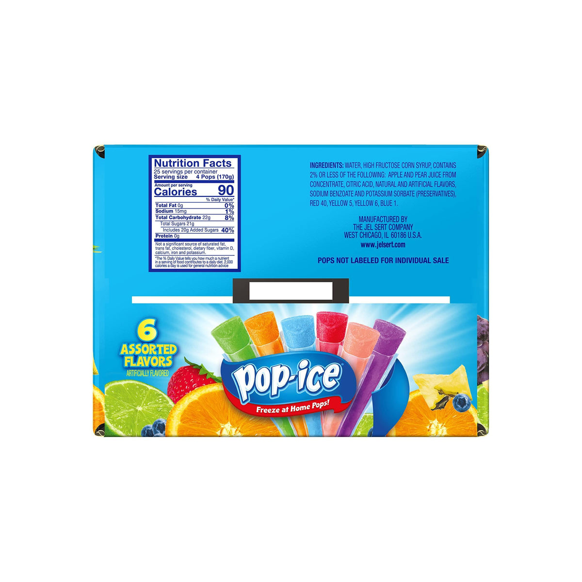 Pop Ice Popsicle Variety Pack of 1 Oz Freezer Bars, Assorted Flavors, 80 Count