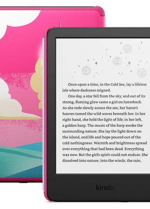 Amazon Kindle Kids 16GB (newest model) - If it breaks, we will replace it, includes ad-free books and cover, with glare-free display, faster page turns - Unicorn Valley