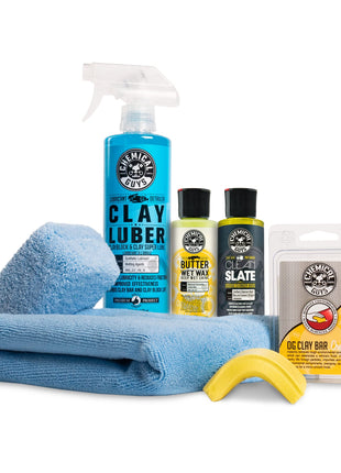 Chemical Guys Clay Bar Kit - Complete System - Clay Bar and Luber Combo with Accessories for Smooth Paint Finish - Removes Embedded Dirt, Overspray, and Fallout - 6 Item Kit