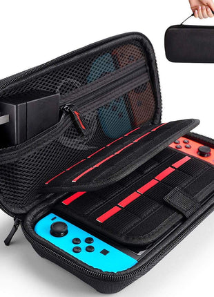 Deruitu Switch Carrying Case Compatible with Nintendo Switch/Switch OLED - Fit AC Charger Adapter - with 20 Game Cartridges Hard Shell Travel Switch Pouch for Console & Accessories