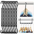 HOUSE DAY Black Magic Space Saving Hangers 10 Pack, Premium Smart Hanger Hooks, Sturdy Cascading Hangers with 5 Holes for Heavy Clothes, Closet Organizers and Storage, College Dorm Room Essentials