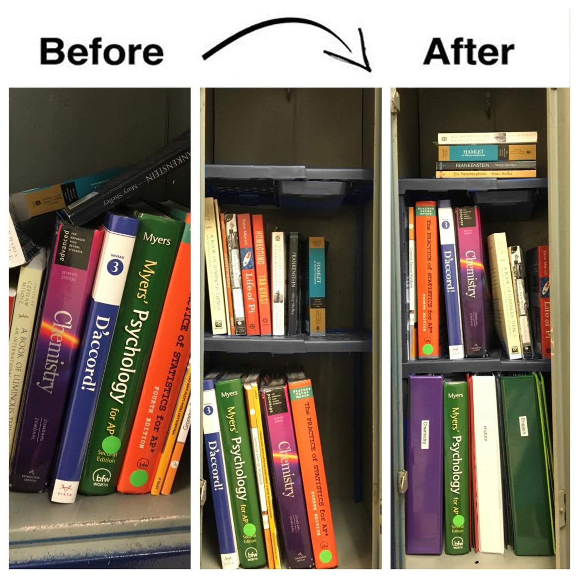 ABLinox Locker Organizer Shelf， Adjustable Width and Height, Ideal Locker for School, Office, and Gym Lockers (Black)