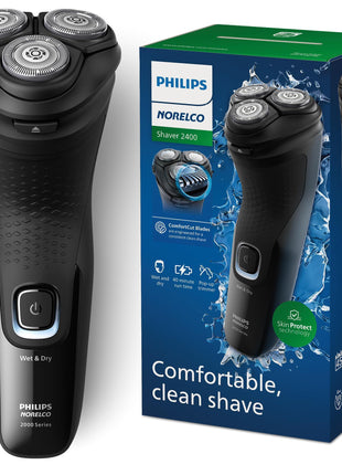 Philips Norelco 2400 Series Electric Shaver, Deep Black | 27 Self Sharpening ComfortCut Blades, 4D Flex Heads, Wet or Dry Use, 2-Year Blade Life, Pop-up Trimmer, X3001/90
