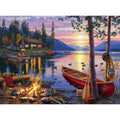 Buffalo Games - Canoe Lake 1000 Piece Puzzle for Adults - Jigsaw Puzzles ??Darrell Bush Cabin Sunset Artwork with Poster ??Challenging Outdoor Nature Scene