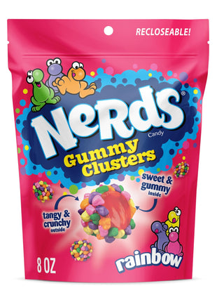 Nerds, Gummy Clusters Candy, Rainbow, Crunchy and Gummy, 8 Ounce