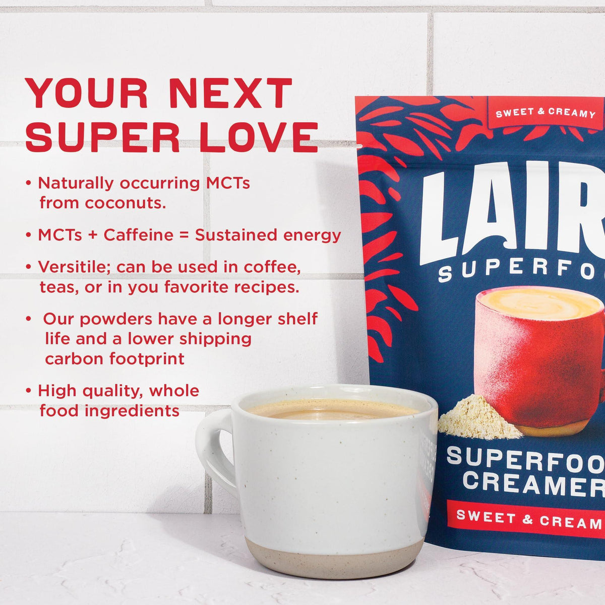 Laird Superfood Non-Dairy Superfood Creamer - Coconut Powder Coffee Creamer - Sweet & Creamy - Gluten Free, Non-GMO, Vegan - 16 oz. Bag, Pack of 1