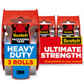 Scotch Heavy Duty Packaging Tape, 1.88 x 22.2 yd, Designed for Packing, Shipping and Mailing, Strong Seal on All Box Types, 1.5 inch Core, Clear, 3 Rolls with Dispenser (142-3)