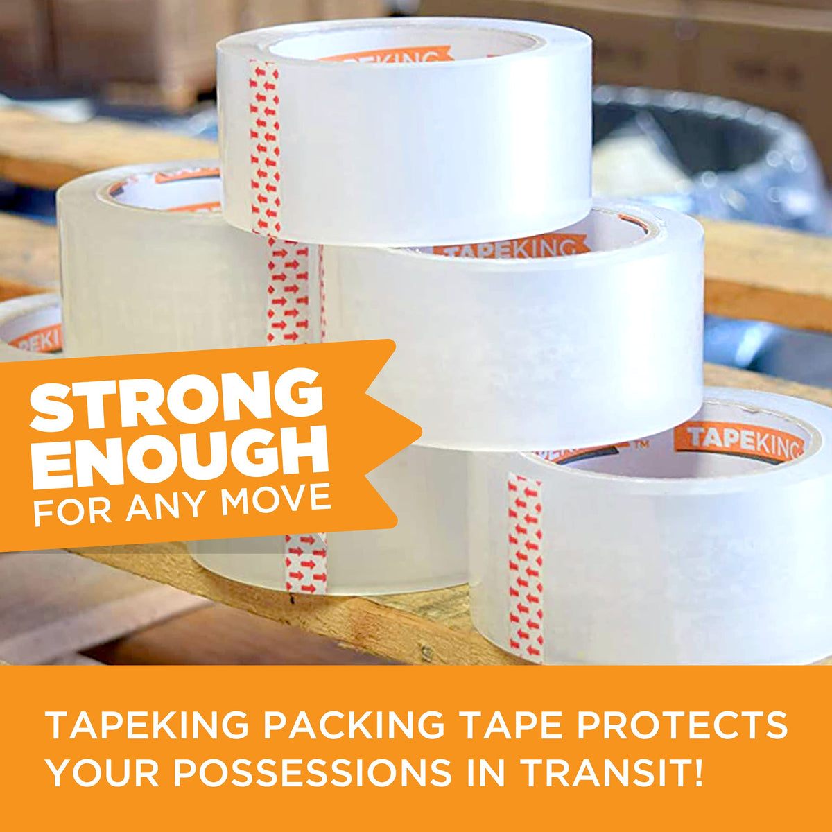Tape King Clear Packing Tape - 60 Yards Per Roll (Pack of 6 Rolls) - Stronger & Thicker 2.7mil, Heavy Duty Adhesive Industrial Depot Tapes for Moving Packaging Shipping, Office & Storage