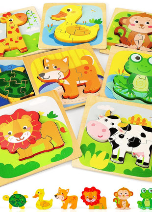 TOY Life Wooden Puzzles for Toddlers 2-4, Montessori Toys for 1 2 3 Year Old Boys Girls, Animals Puzzles Educational Learning Toys 2 Year Old, Toddler Birthday Gifts Toy for Baby Girl Boy 6M+