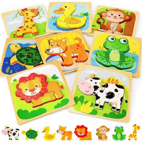 TOY Life Wooden Puzzles for Toddlers 2-4, Montessori Toys for 1 2 3 Year Old Boys Girls, Animals Puzzles Educational Learning Toys 2 Year Old, Toddler Birthday Gifts Toy for Baby Girl Boy 6M+