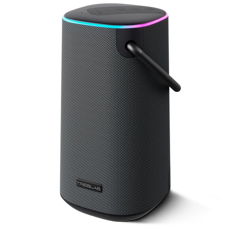 TREBLAB Portable Bluetooth Speaker with Handle - Loud 60W Stereo Sound with Deep Bass, 25H Playtime, Wireless Powerbank, RGB Lights, Dual Pairing, Waterproof - for Home Parties, Outdoor Pool, Golf