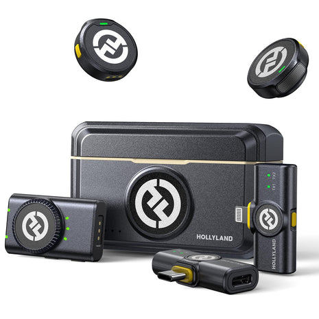 Hollyland Lark M2 Wireless Microphone for iPhone/Camera/Android/PC, 48kHz/24 bit High Fidelity Audio, 300m Range, Noise Cancelling, 40h Use, YouTube, Vlog, Streaming (2Tx  3Rx  Charging Case)