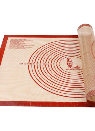 Non-slip Silicone Pastry Mat Extra Large with Measurements 28''By 20'' for Silicone Baking Mat, Counter, Dough Rolling, Oven Liner,Fondant/Pie Crust By Folksy Super Kitchen Red