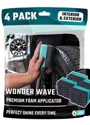 Chemical Guys Wonder Wave Durafoam Contoured Large Tire Shine & Dressing Applicator, 4 Pack