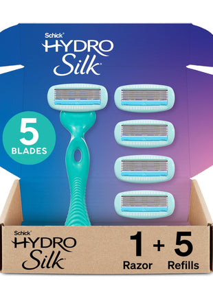 Schick Hydro Silk Ultra Sensitive Razor for Women | Womens Razor for Sensitive Skin, 5 Blade Razors for Women, Womens Razors for Shaving, Includes 1 Handle & 5 Refills