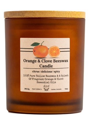 Elk Field Orange Clove Organic Beeswax Candle | 2 Ingredients | 100% Pure Beeswax Candles, Non Toxic, Natural, Organic Candles, Beeswax Candles Scented, Non Toxic Candles, 80 Hour, 10oz