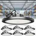 ELEKICO Super Bright 250w UFO LED High Bay Light 35000lm with Plug 5ft Cable (Eqv.1000w Mh/Hps/Hid),5000k High Bay Led Shop Lights Garage Lighting for Garage Factory Workshop Warehouse Barn -6pack