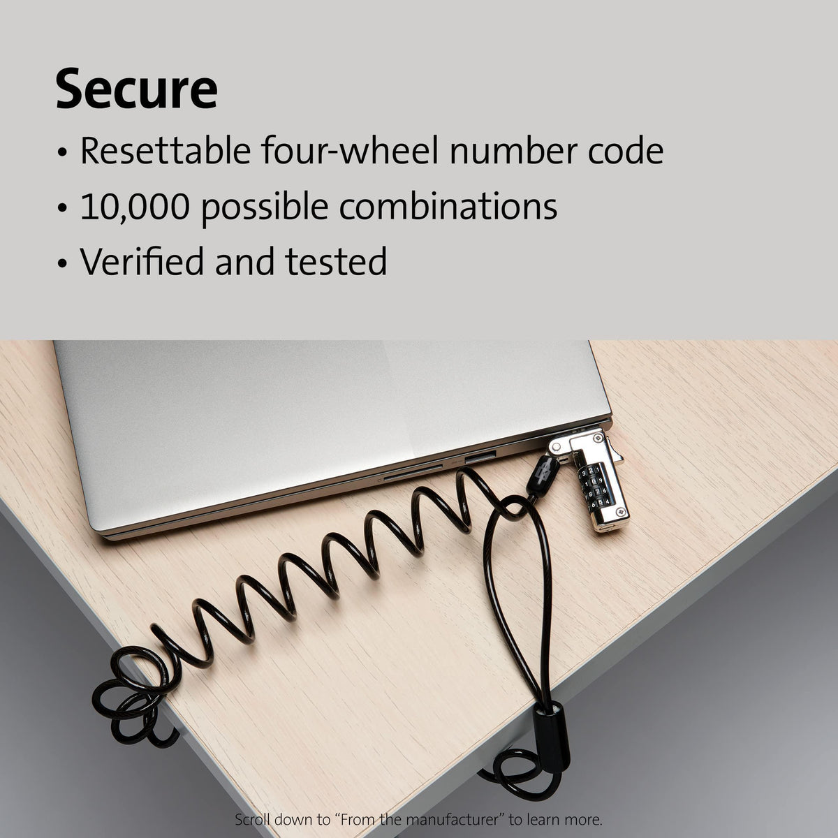 Kensington Slim Portable Combination Lock for Standard Slot (K60625WW)
