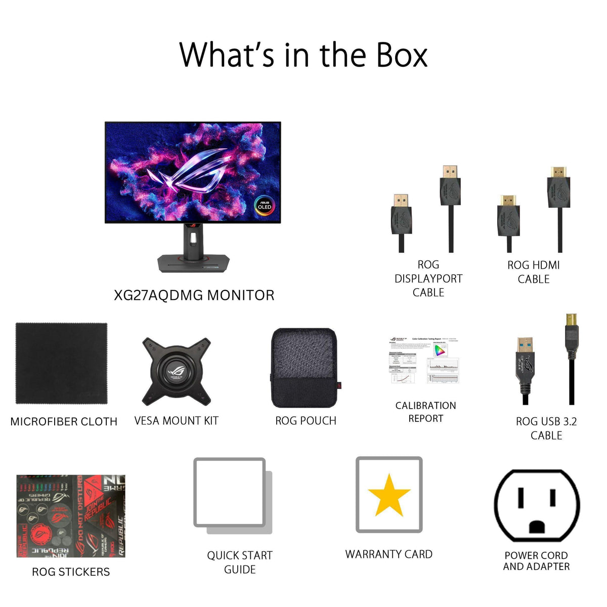 ASUS ROG Strix 27” 1440P OLED Gaming Monitor (XG27AQDMG) - QHD, Glossy OLED, 240Hz, 0.03ms, Custom Heatsink, Anti-flicker,Uniform Brightness, G-SYNC Compatible, 99% DCI-P3, DisplayWidget, 3yr warranty
