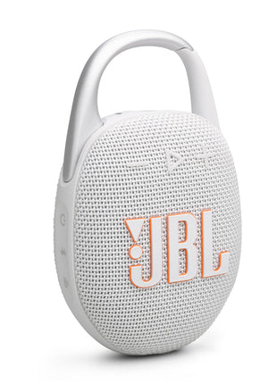 JBL Clip 5 - Ultra-Portable, Waterproof & Dustproof Bluetooth Speaker, Big Pro Sound with Punchy bass, Integrated Carabiner, Up to 12 Hours of Play, Made in Part with Recycled Materials (White)