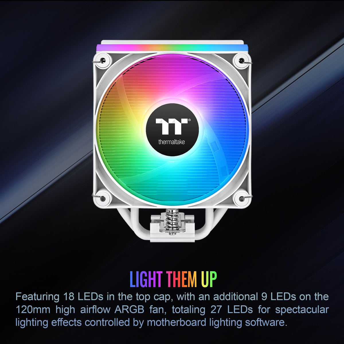 Thermaltake ASTRIA 200 ARGB CPU Cooler; 4 Copper Heat Pipes; 120mm PWM Fan; 500~1800RPM; Single Tower; Intel/AMD; 210W TDP; White; CL-P137-AL12SW-A