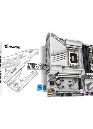 GIGABYTE Z790M AORUS Elite AX ICE LGA 1700 Intel Z790 M-ATX Motherboard with DDR5, Triple M.2, PCIe 5.0, USB 3.2 Gen2X2 Type-C, Intel Wi-Fi 6E, 2.5GbE LAN, Q-Flash Plus, EZ-Latch Plus