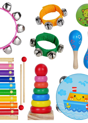 Kids Musical Instruments for Toddlers,Baby Musical Toys for Toddlers,Christmas Kids Gifts,First Birthday Gifts for Boys Girls,Kids Xylophone,Maracas for Baby,Wooden Instruments Toddler Toys with Bag