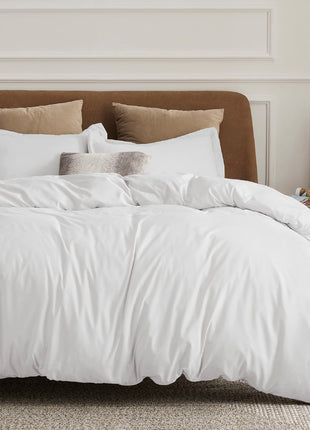 Bedsure White Duvet Cover Queen Size - Soft Double Brushed Bedding Set for Kids & Adults, Zipper Closure, 3 Pieces, Includes 1 Duvet Cover (90"x90") & 2 Pillow Shams, NO Comforter
