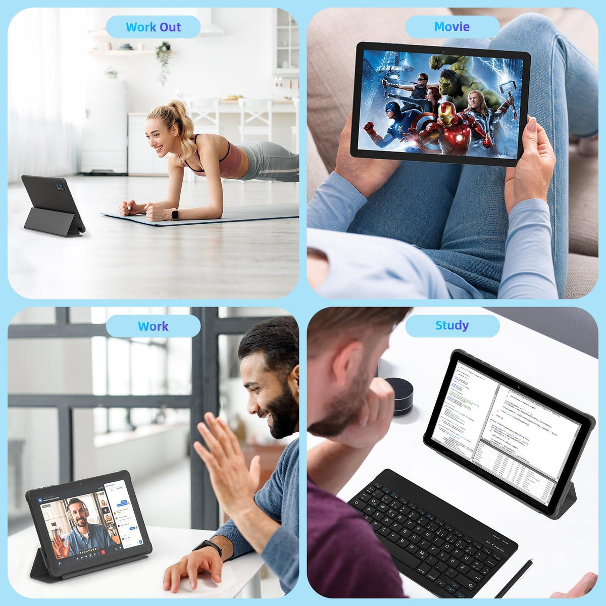 10 inch Android 15 Tablet: Octa-Core, 8GB RAM 64GB, 7000mAh, with Stand Case, IPS HD Display, Wi-Fi 6, OTG, Metal Body – Fast & Portable Tablet for Work & Entertainment, 2-Year Protection