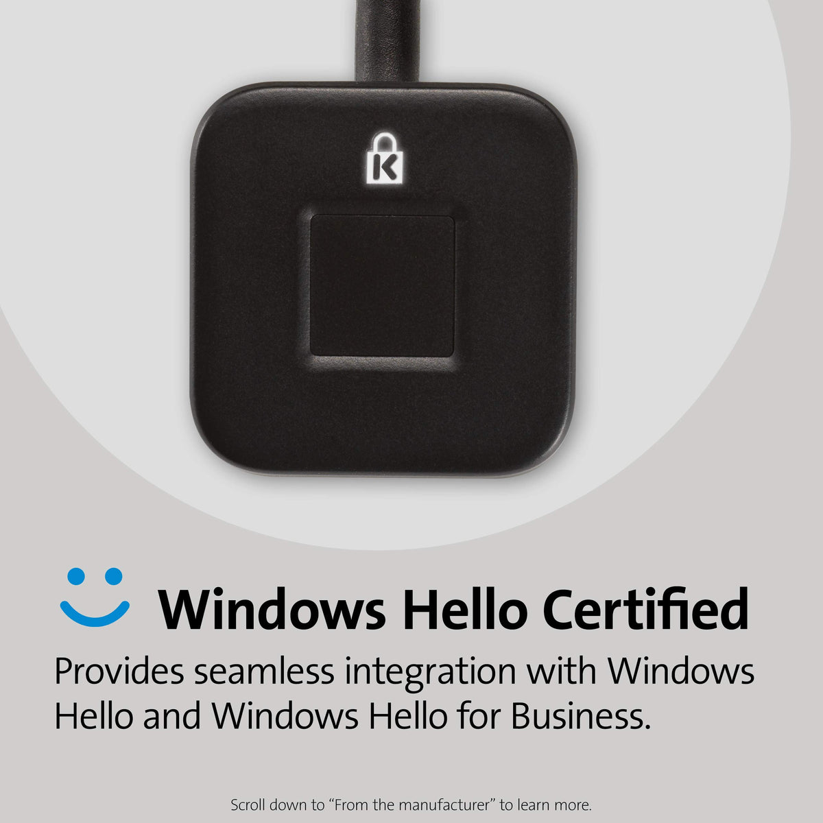Kensington VeriMark Desktop USB Fingerprint Reader - Windows Hello, Windows 11 Fingerprint Scanner for PC, FIDO U2F, FIDO2 (K62330WW)