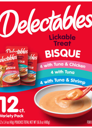 Delectables Bisque Lickable Wet Cat Treats - Chicken, Tuna & Shrimp, 12 count