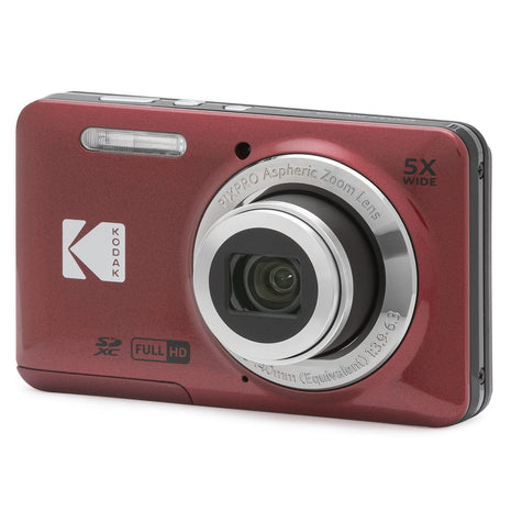 KODAK PIXPRO FZ55-RD 16MP Digital Camera 5X Optical Zoom 28mm Wide Angle 1080P Full HD Video 2.7 inch LCD Vlogging Camera (Red) Packaging May Vary