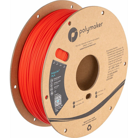 Polymaker PLA Filament, Red 3D Printing PLA Filament 1.75mm 1kg - PolyLite 3D Printer PLA Filament, Dimensional Accuracy +/- 0.03mm, Compatible with Most 3D Printer, Red