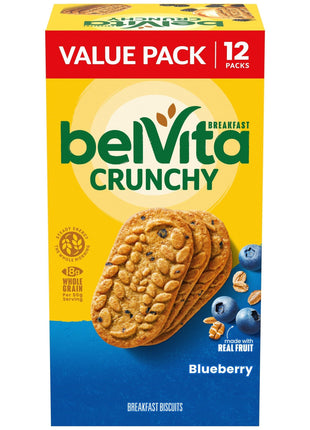 belVita Breakfast Bars Biscuits, Blueberry, Value Pack, 12 Packs (4 Biscuits Per Pack)