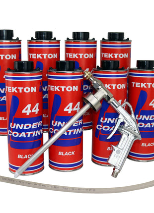 Tekton44 Vehicle Undercoating - Black Sprayable Automotive Undercoating Kit for Cars, Trucks, Vans - Rust and Corrosion Protection (8 Liter Cans with Sprayer and Wand)
