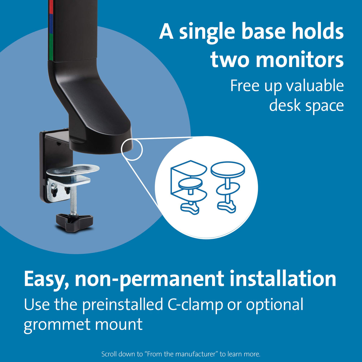 Kensington SmartFit Space Saving Dual Monitor Arm (K55513WW)