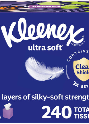 Kleenex Ultra Soft Facial Tissues, 4 Cube Boxes, 60 Tissues per Box