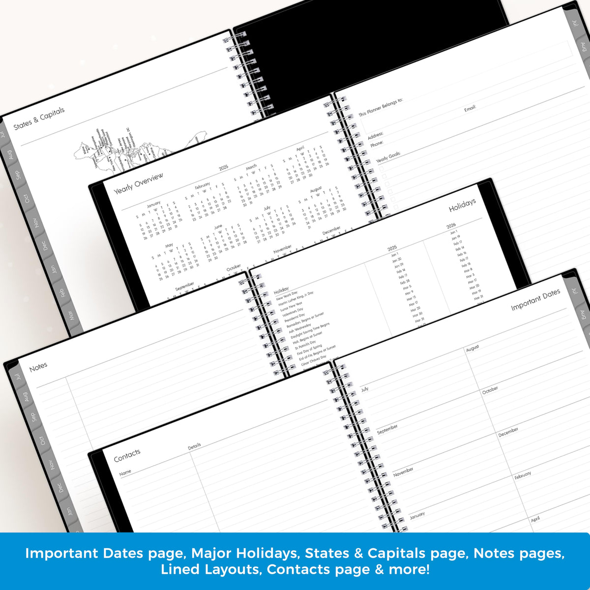 Blue Sky 2025-2026 Weekly and Monthly Academic Year Planner Calendar, July - June, 8.5" x 11", Flexible Cover, Wirebound, Laminated Tabs, Storage Pocket, Enterprise (Enterprise 2025-2026, 8.5" x 11")