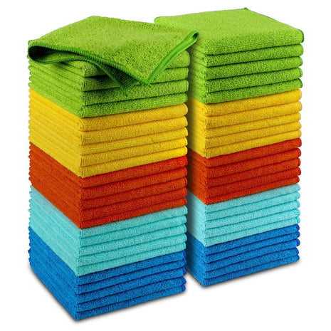 AIDEA Microfiber Cleaning Cloth, 50PK, Microfiber Towels for Cars, Premium Wash Cloths, Dusting Cloth Cleaning Rags, Absorbent Towels for SUVs, House, Kitchen, Window, Cleaning Supplies12×12 inch