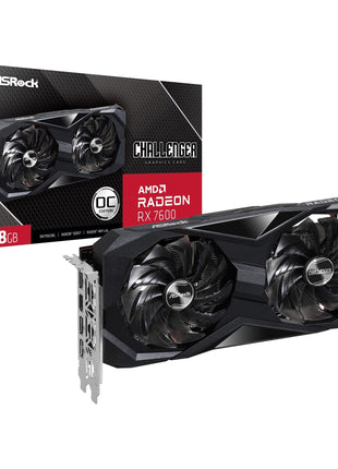 ASRock Radeon RX 7600 Challenger 8GB OC Graphics Card, AMD RDNA 3 Architecture, 8GB GDDR6, PCIe 4.0, Dual Fans, 0dB Silent Cooling, HDMI 2.1, DisplayPort 1.4